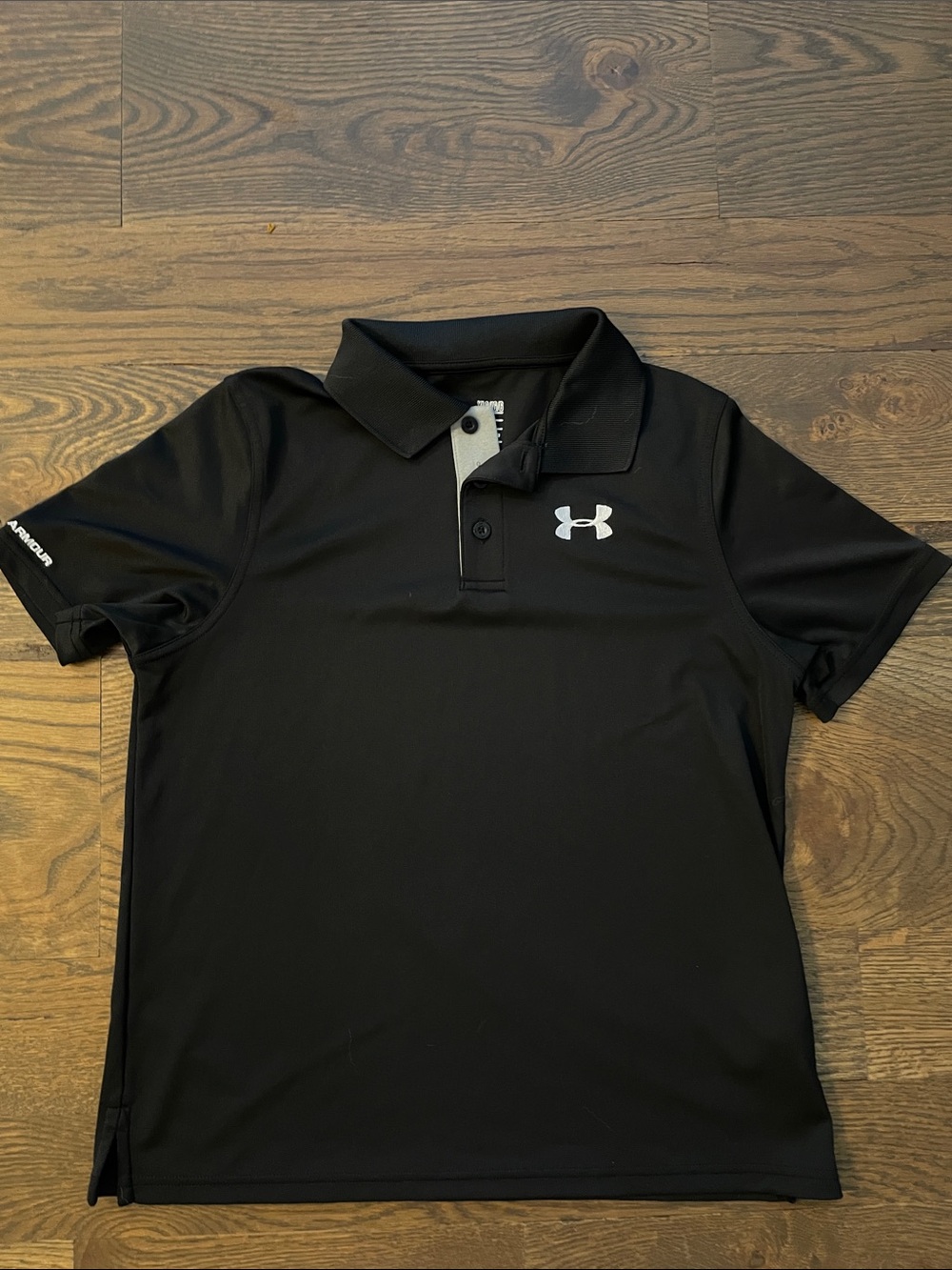 Youth Under Armour Black Polo with White Logo